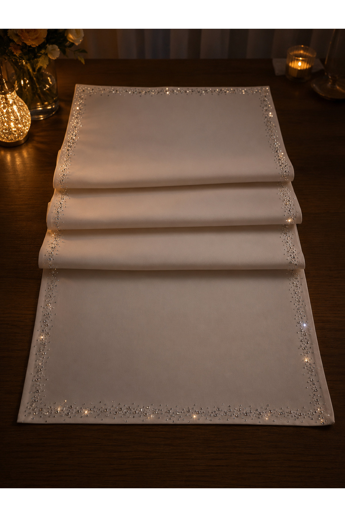 Royal crystal stone runner white– 40x140 cm Decoration souvenir dowry special day invitation