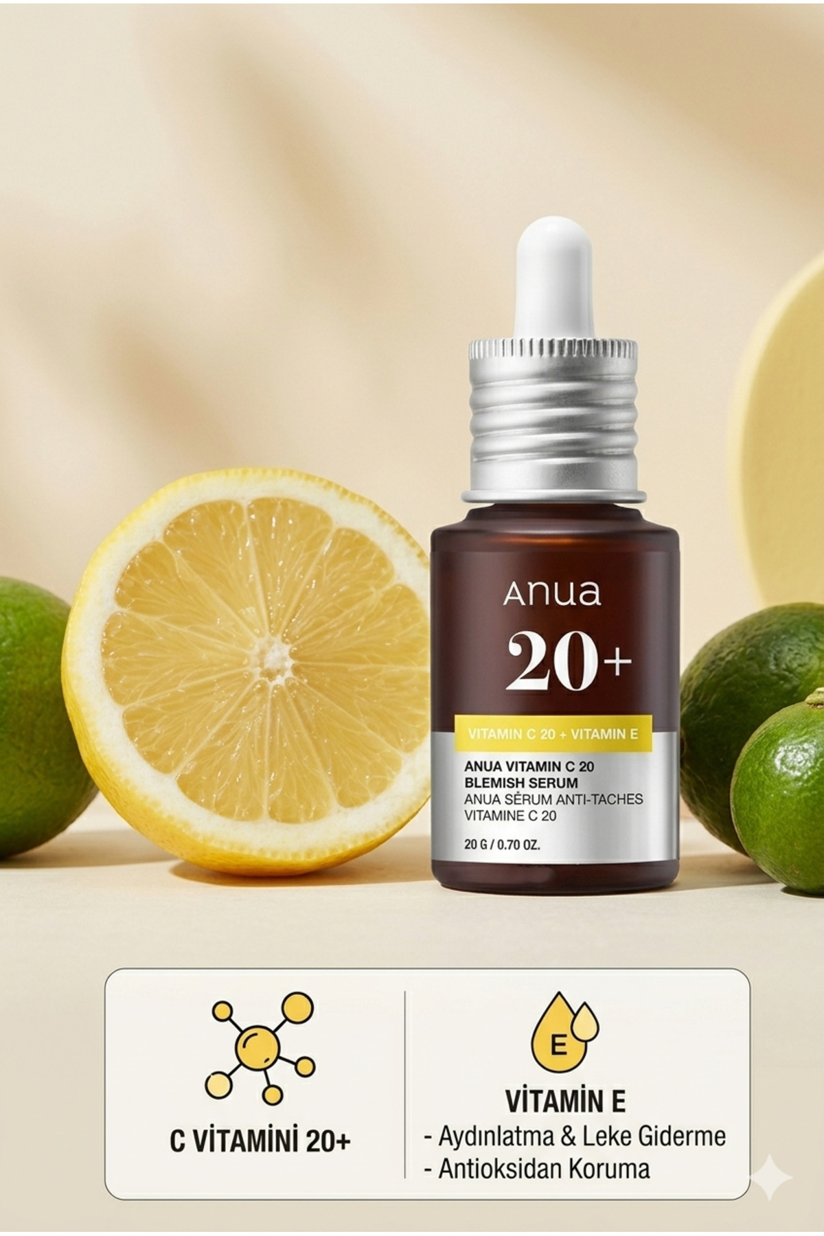 Yüzde 20 Saf C Vitamini ve E Vitamini İçeren Leke Karşıtı Aydınlatıcı Serum — anuacce — تصویر 5 از 5