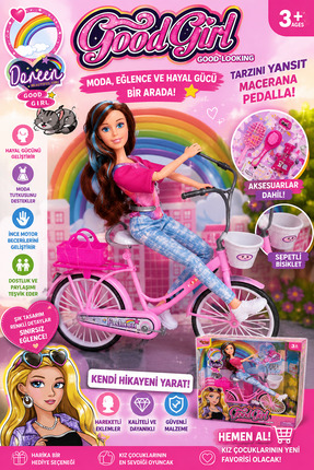 Sıraç İthalat Good Girl Bisikletli Oyuncak Bebek Seti