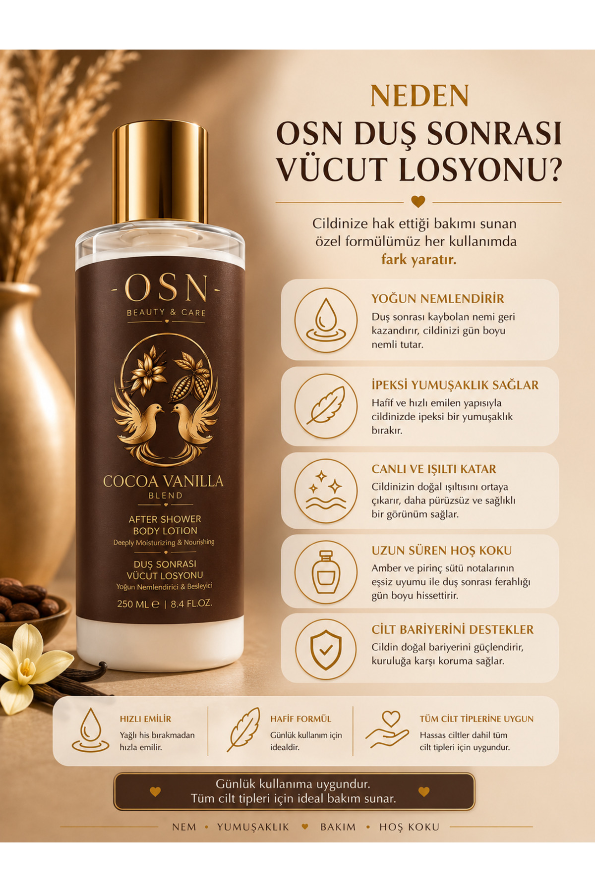 Cocoa Vanılla Blend&Kakao Vanilya Duş Sonrası Vücut Losyonu — 8685077620973 — تصویر 3 از 3