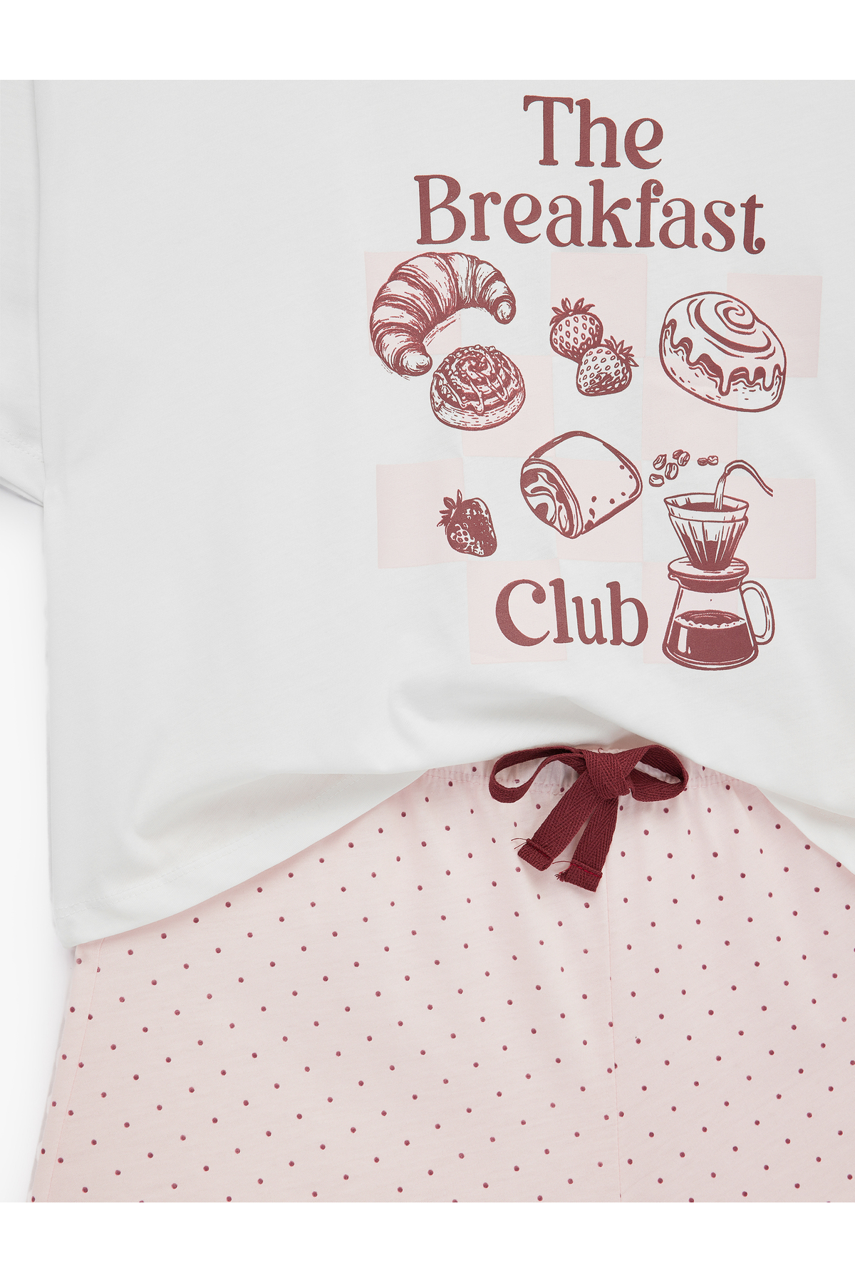 Koton Pamuklu Bisiklet Yaka Kısa Kollu Rahat Kesim Baskılı Pijama Takımı görsel 6