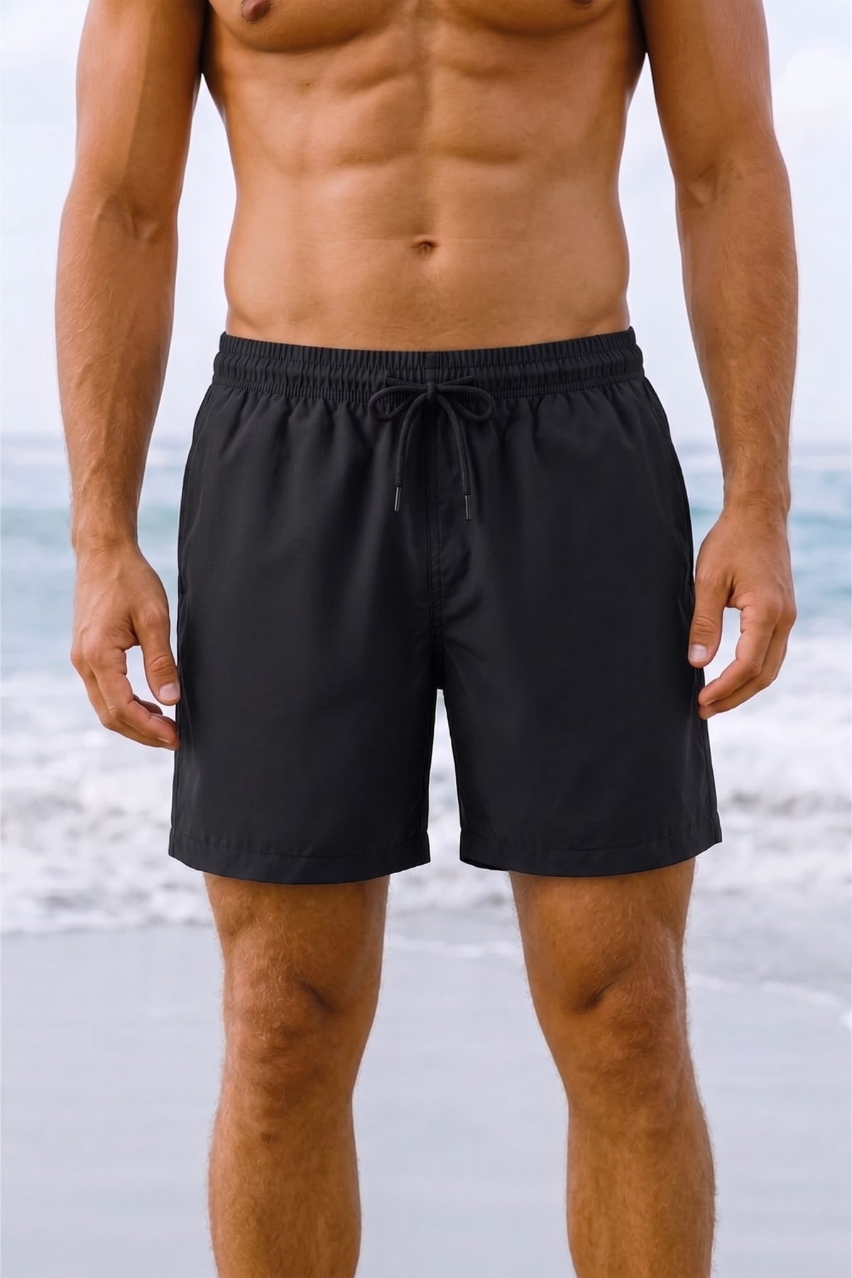 D1fference Men's Swim Shorts Quick Dry Short Length Lace up Elastic Waist Zipper Pocket Swimming Pool Shorts