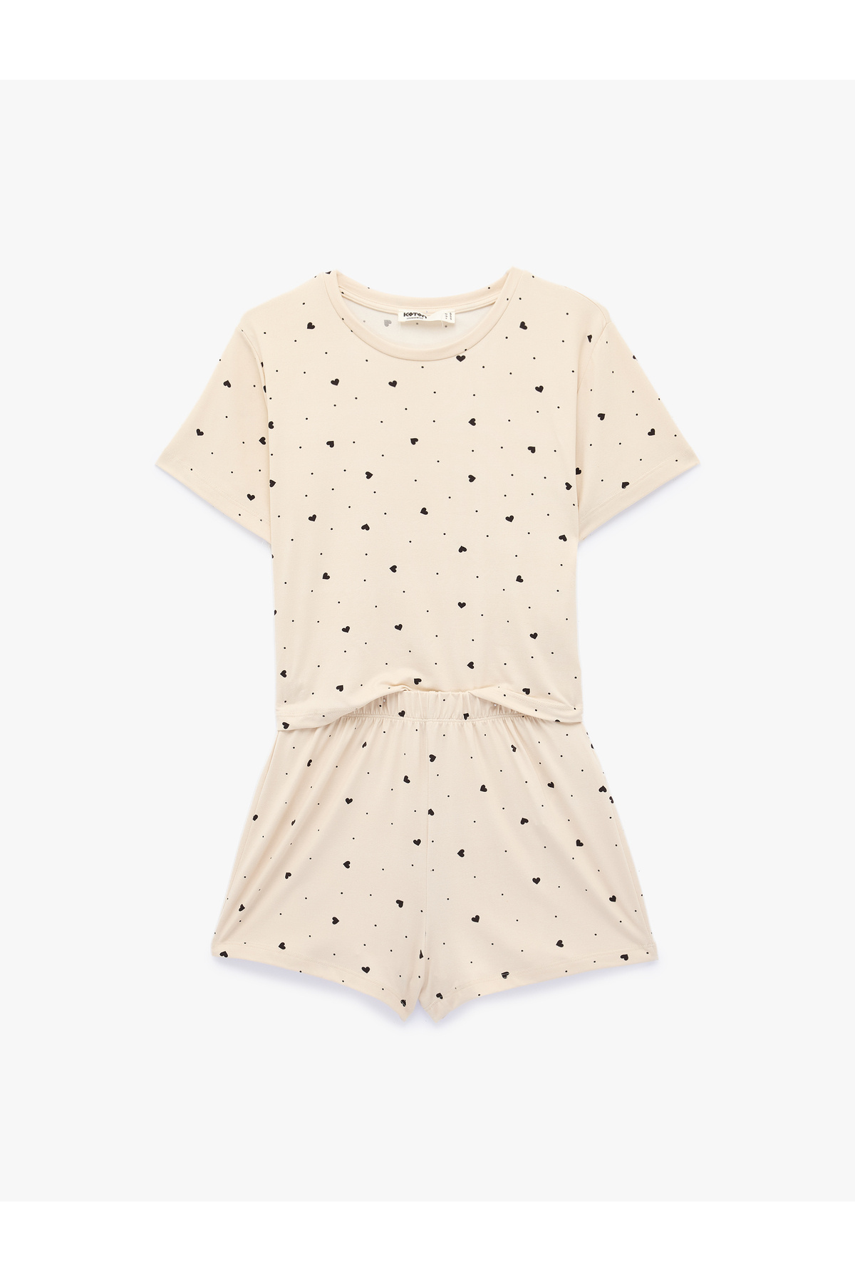 Koton Rahat Kalıp Kalp Desenli Kısa Kollu Şortlu Pijama Takımı görsel 2