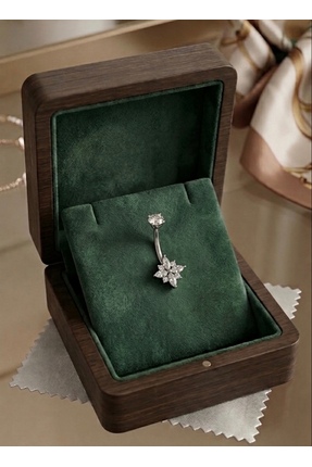 alysa jewelry Titanyum Zirkon taşlı göbek piercingi