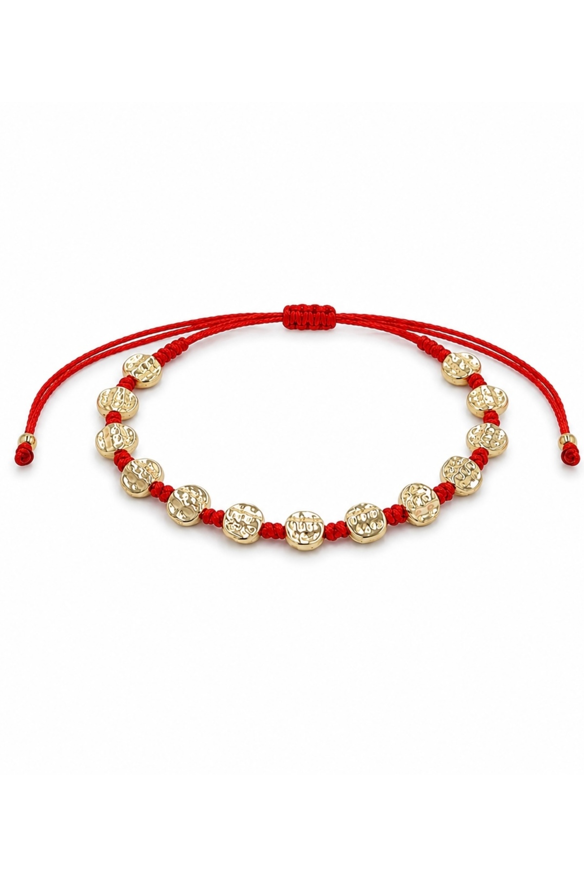 ADENNA JEWELRY Kırmızı İpli Gold Çelik Asansörlü Ayarlanabilir Bileklik Yuvarlak Form