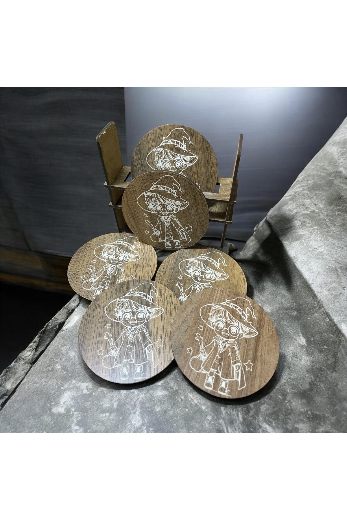 6 Lı Mdf Bardak Altlığı Dekoratif ECCECA1049 - Görsel 2