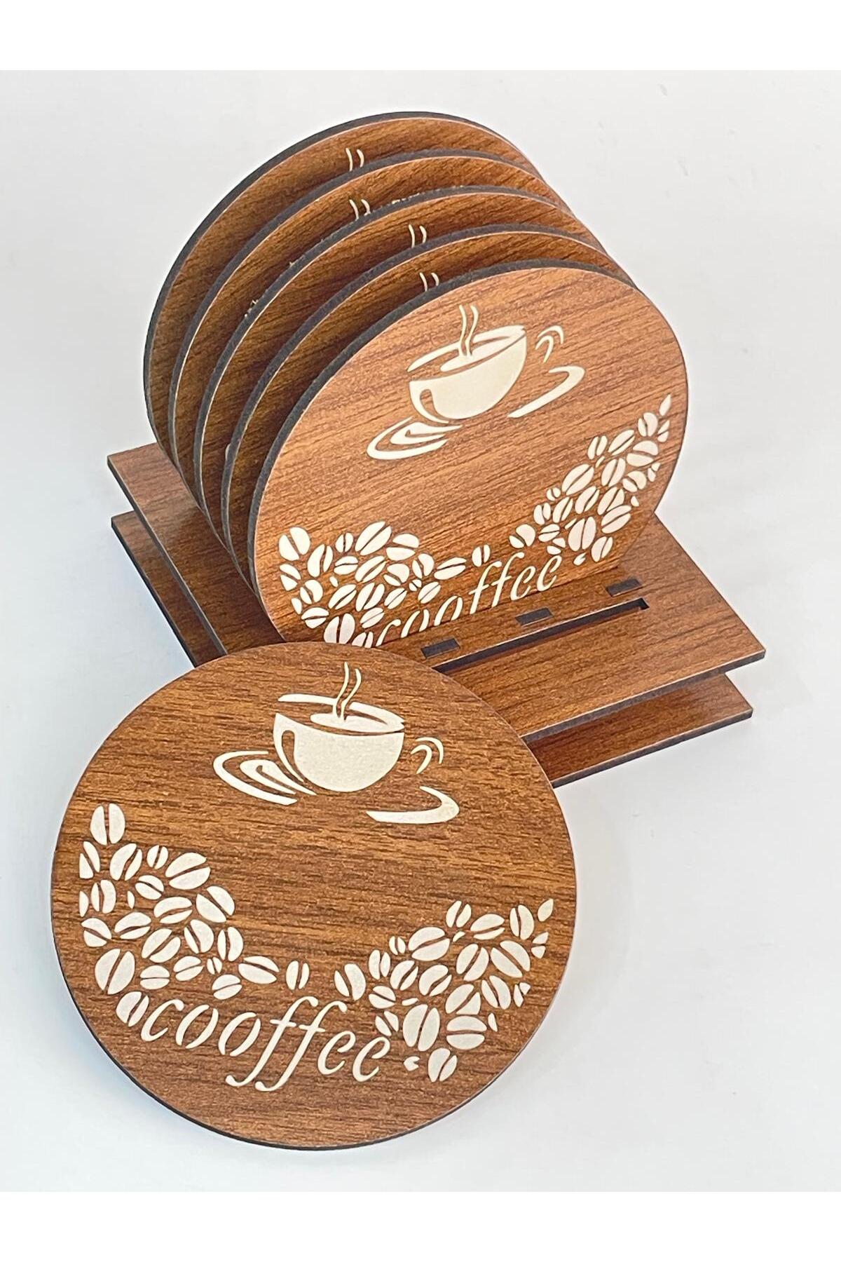 6 Lı Mdf Bardak Altlığı Dekoratif ECCECA1001 - Görsel 2