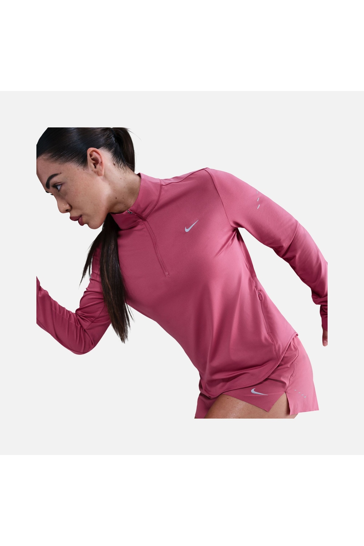 Nike Swift Kadın Pembe Koşu Üstü Dri-FIT UV Fermuarlı Sweatshirt | HQ0499-634