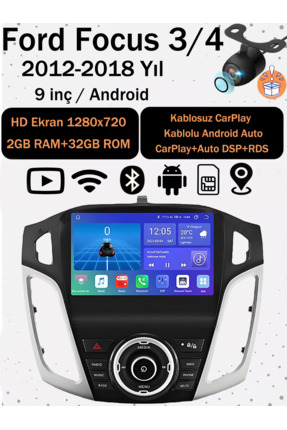 CONION Ford Focus 3/4 2012-2018 Uyumlu 9 İnç Ekran 2GB Ram 32GB Rom Android K...