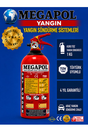 megapol 1 kg yangın söndürme cihazı, yangın tüpü, yangın sömürücü, yangın sön...