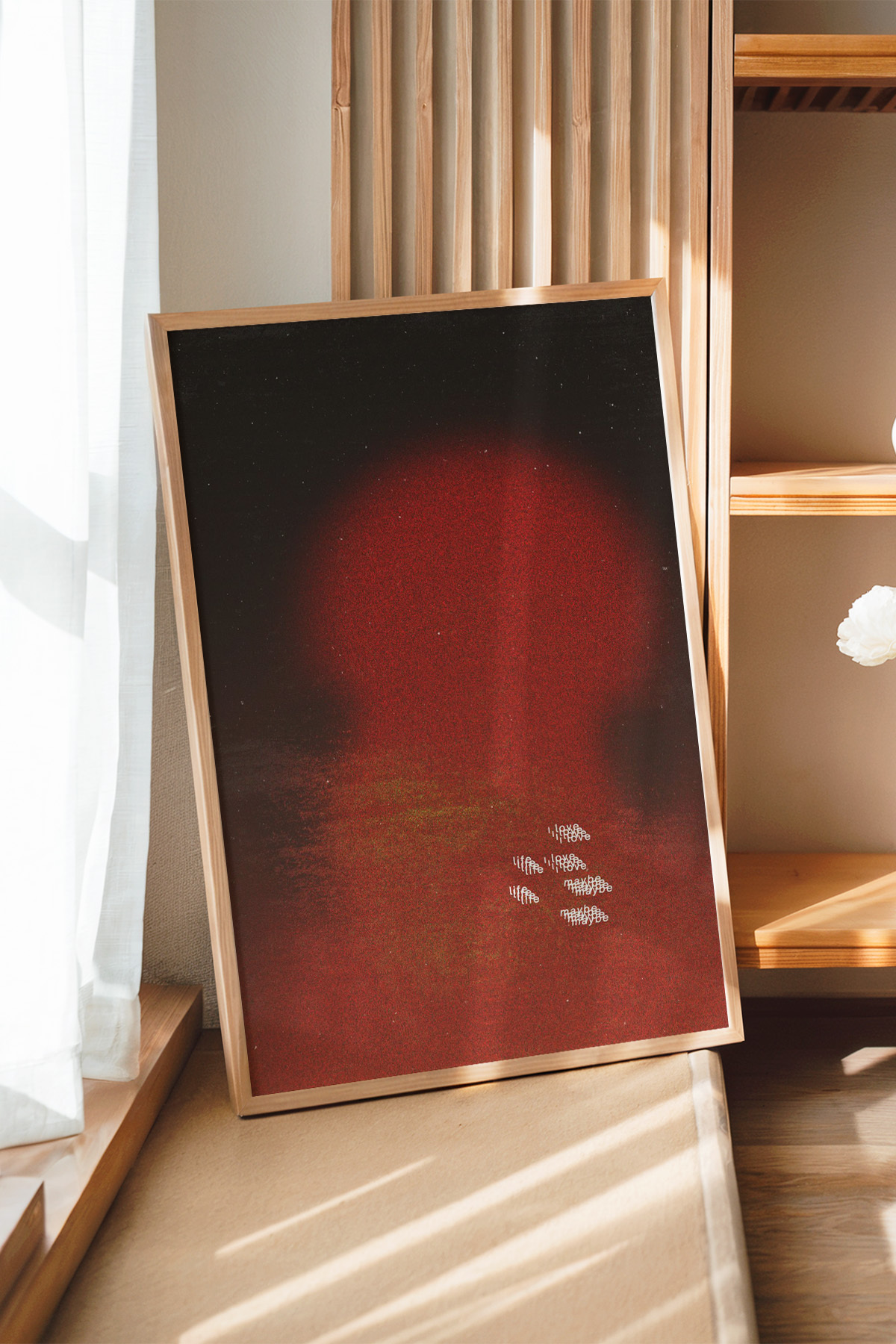 Soyut Kırmızı Poster Modern Minimal Duvar Tablosu Çerçevesiz