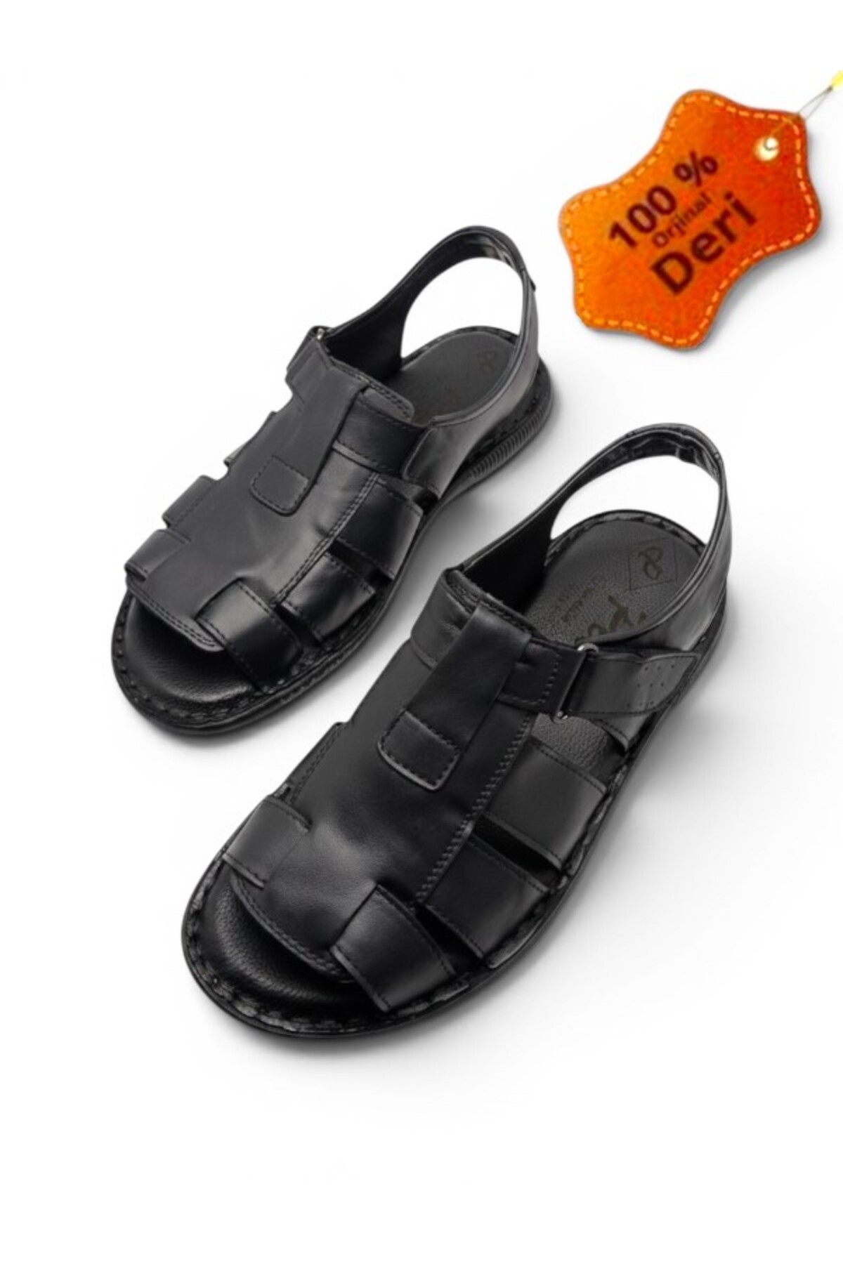 MAGIC SHOES Günlük Hakiki Deri Ortopedik Tabanlı Erkek Sandalet görsel 4