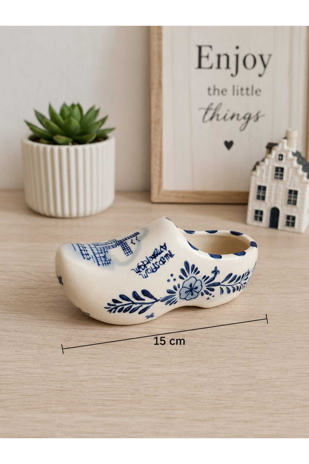 Hureggo vintage Delft Blue Tarzı Hollanda Porselen Takunya Çarık