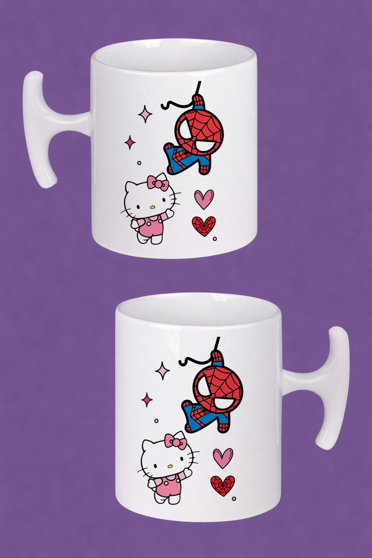 Witchy Co Örümcek Adam & Hello Kitty Baskılı Sevimli, Sevgililere