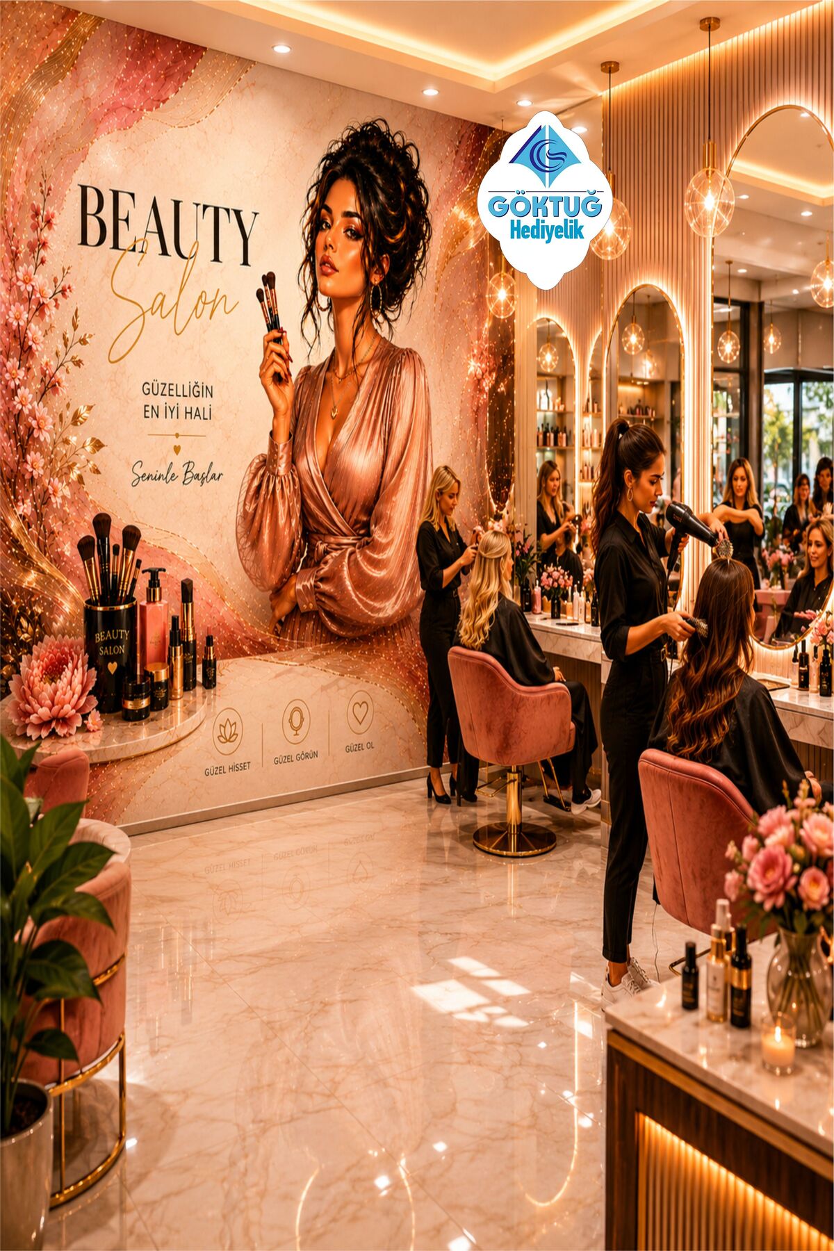 Hair Salon Interior Decor Wall Poster β Beauty Salon Foil Printing