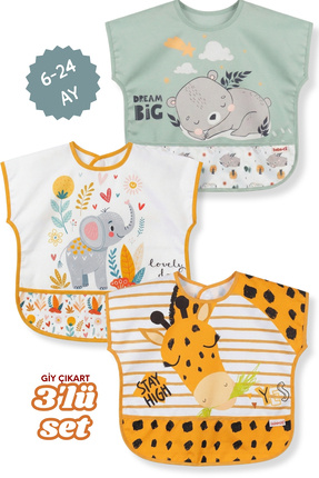 Bebechi 3'Lü Set Koala-Fil-Zürafa Kısa Kollu Bağlamalı Ayarlanabilir Sıvı Geç...