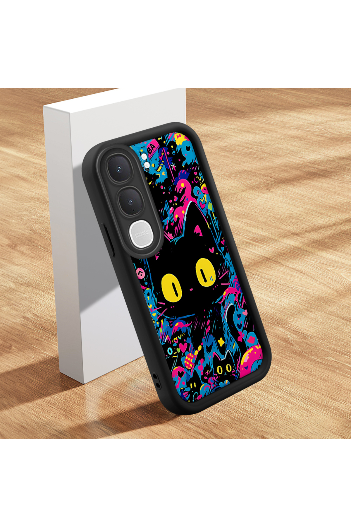 Vivo Y31 5G Compatible Cat Black Pattern Camera Protective Case Silicone Couple Phone Case