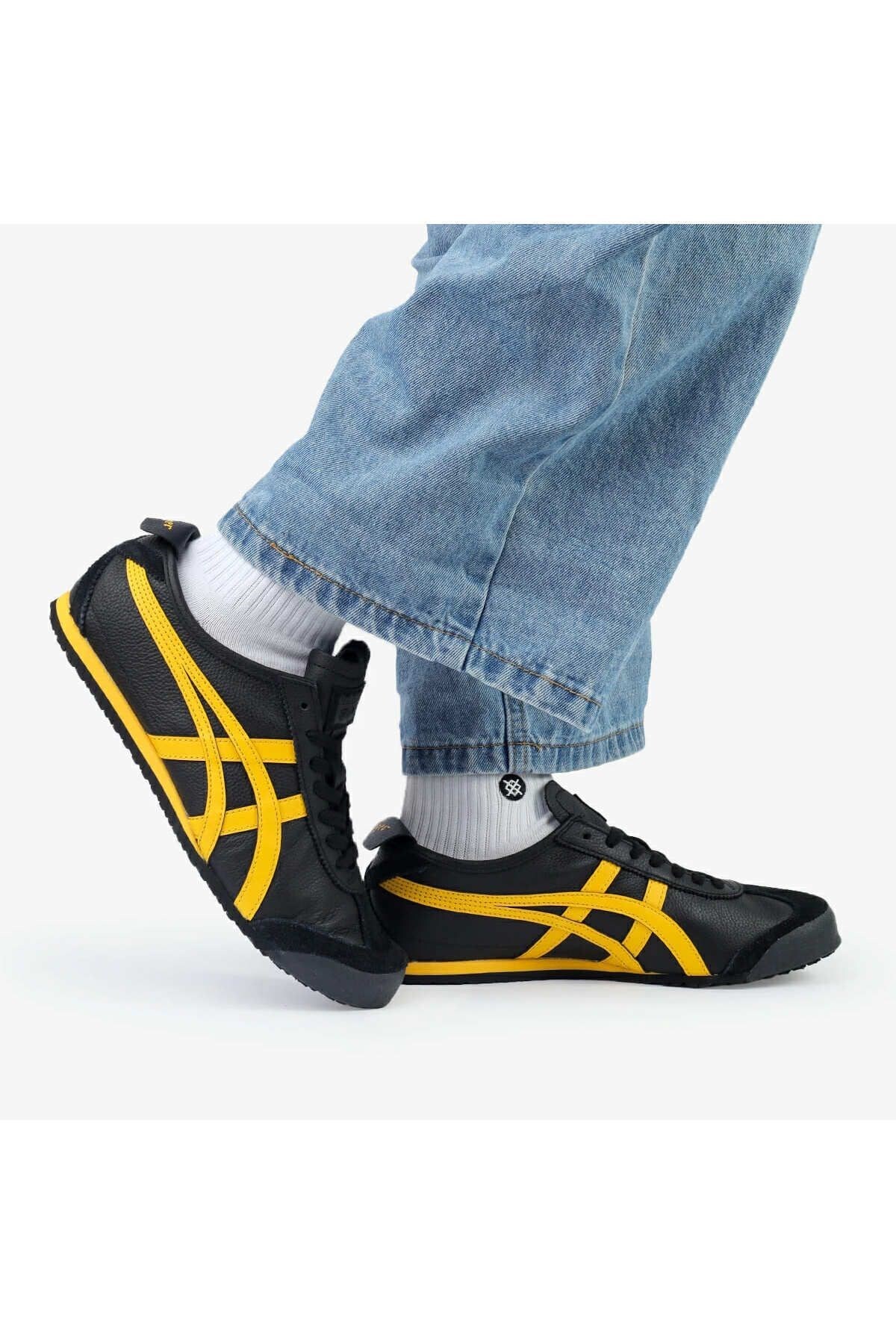 Rahat Bağcıklı Günlük Spor Ayakkabı Unisex Siyah ve Sarı Sneaker Koşu Ayakkabısı