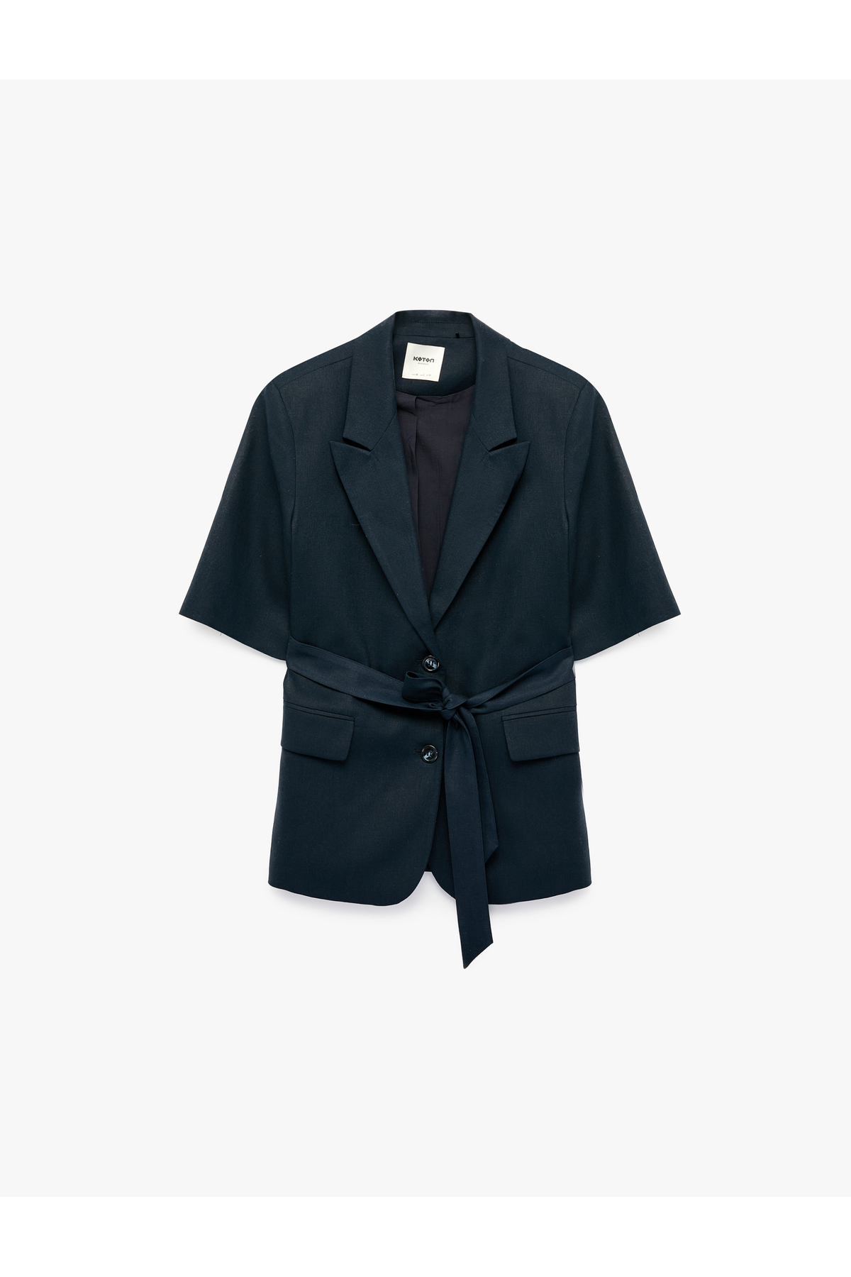 Koton  Viskon Karışımlı Kemer Detaylı Geniş Yaka Blazer Ceket - Görsel 4