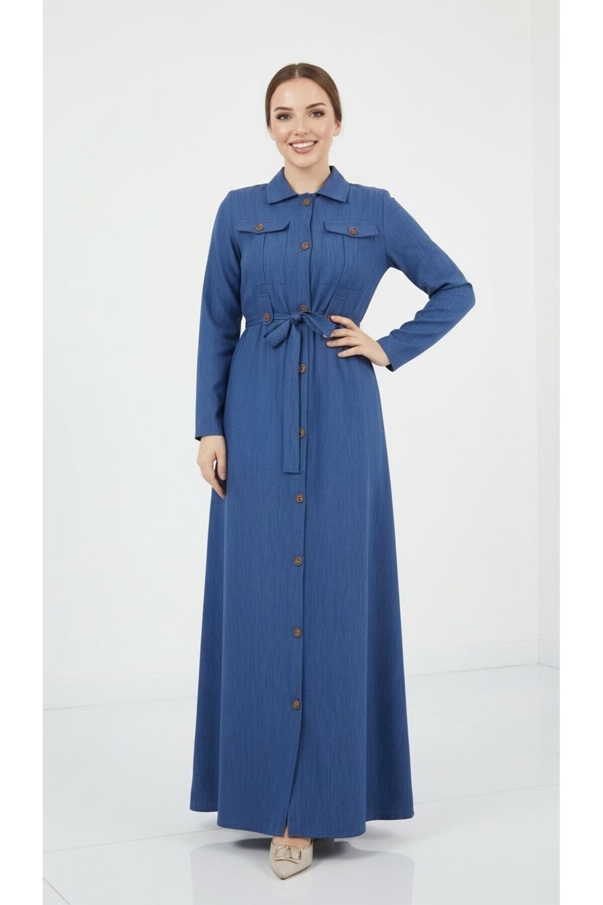 NURSİDA Women's Cap Dress, Sofia Linen Fabric, Lightweight and Soft, Suitable for All Seasons.