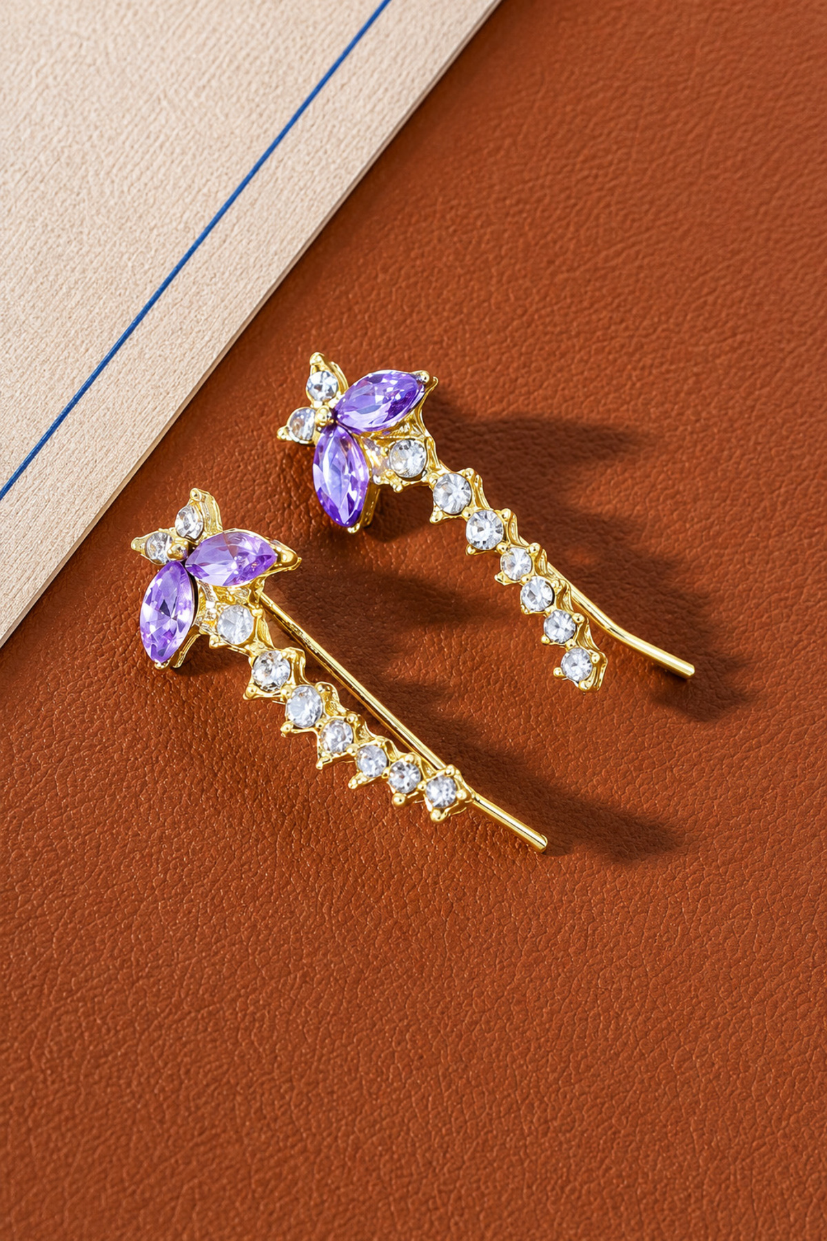 The Collection Women's Purple Zircon Stone Butterfly Model Ear