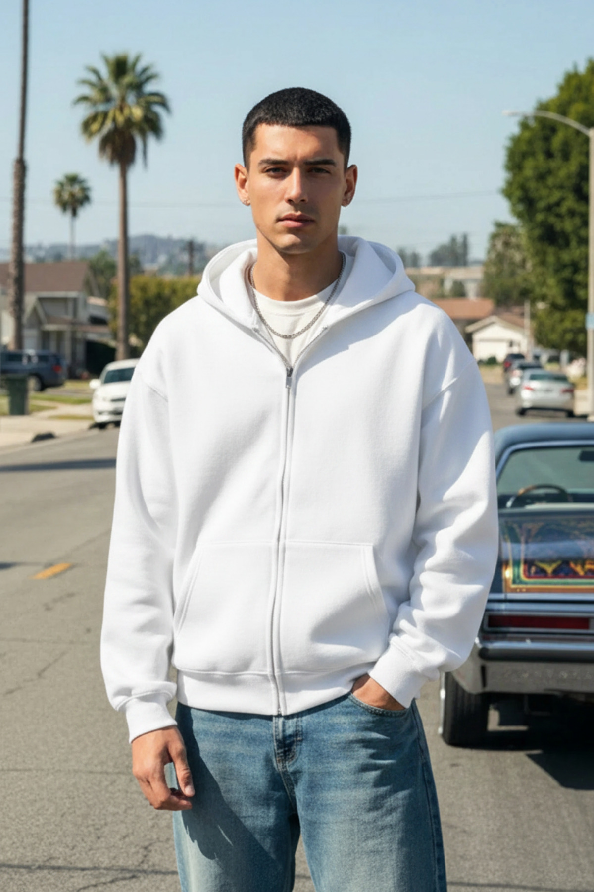 Runades 3 Iplık Erkek Fermuarlı Kapşonlu Sweatshirt Hırka