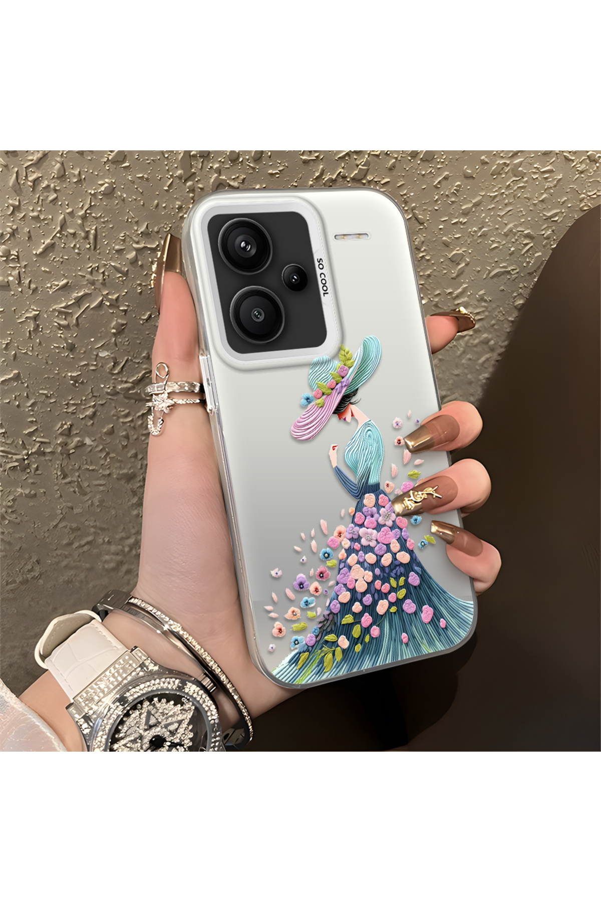 Redmi Note 13 Pro Plus 5G Compatible Silicone Edge Hard Back Case Couple Phone Case Lovely Girl Patterned