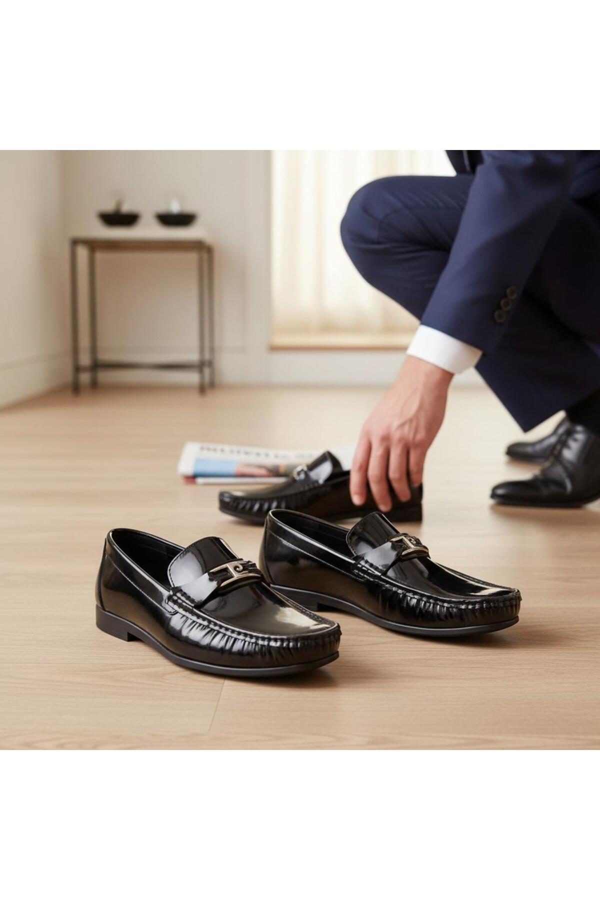 Pierre Cardin Pc-1642616 Erkek Hakiki Deri Rugan Loafer Ayakkabı görsel 4