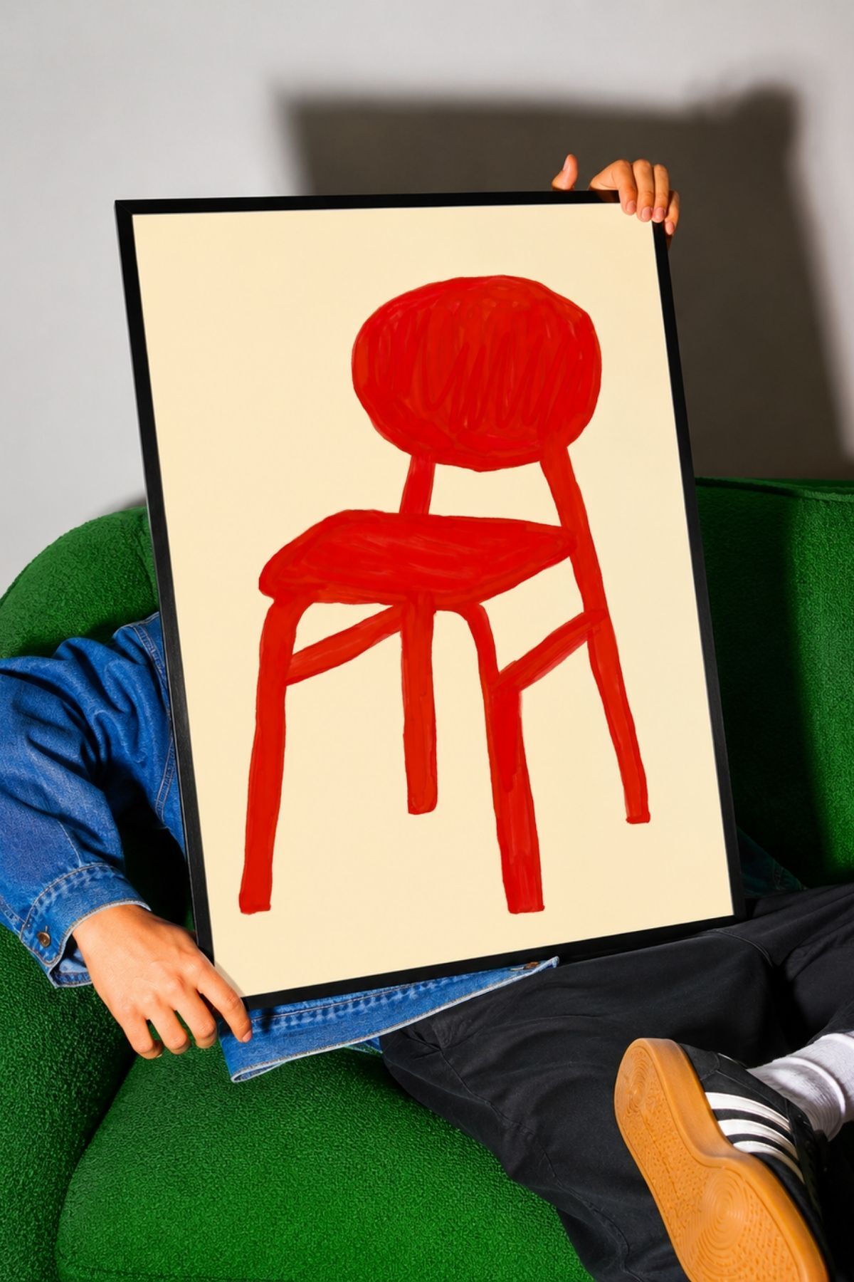 Kırmızı Sandalye Poster, Minimal Mobilya İllüstrasyonlu Modern Duvar Dekoru