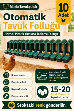 mutlu tavukçuluk Otomatik Folluk Tavuk Folluğu 10 Adet Duvara Monte Yumurtalı...