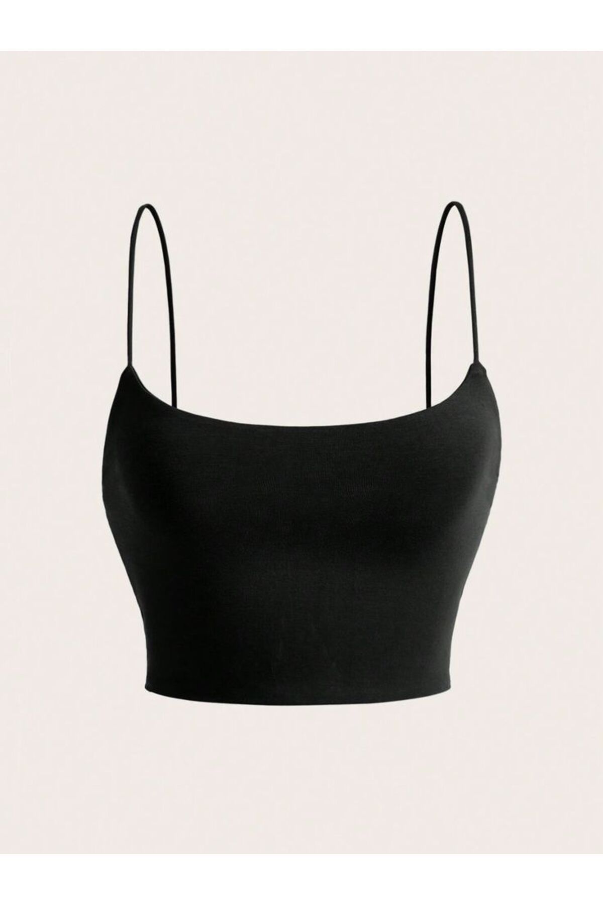 mrm pro Kadın Siyah İp Askılı Crop Atlet Esnek Fit Nakışlı Crop Top Büstiyer Ön Kısım Çift görsel 5