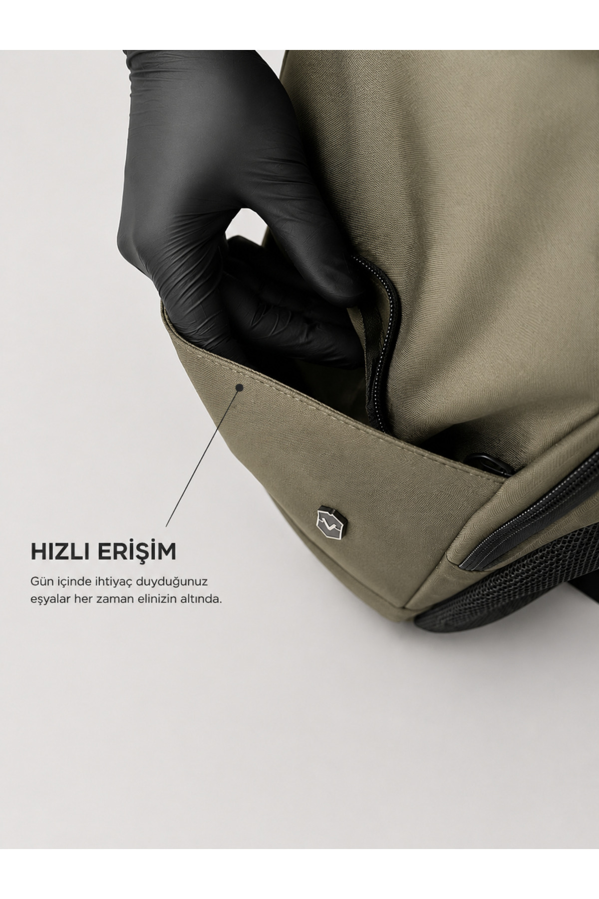 VOVEM Beyond Horizon VOVEM Axis - Günlük Seyahat Sırt Çantası Unisex Su Geçirmez Haki görsel 6