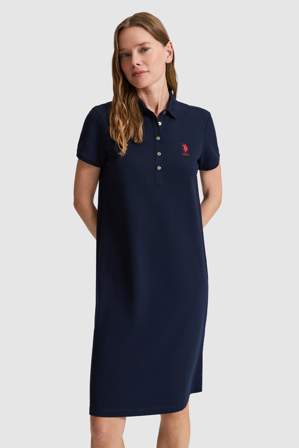 U.S. Polo Assn.  Kadın Lacivert Polo Yaka Örme Elbise 50321841-VR033 - Görsel 3