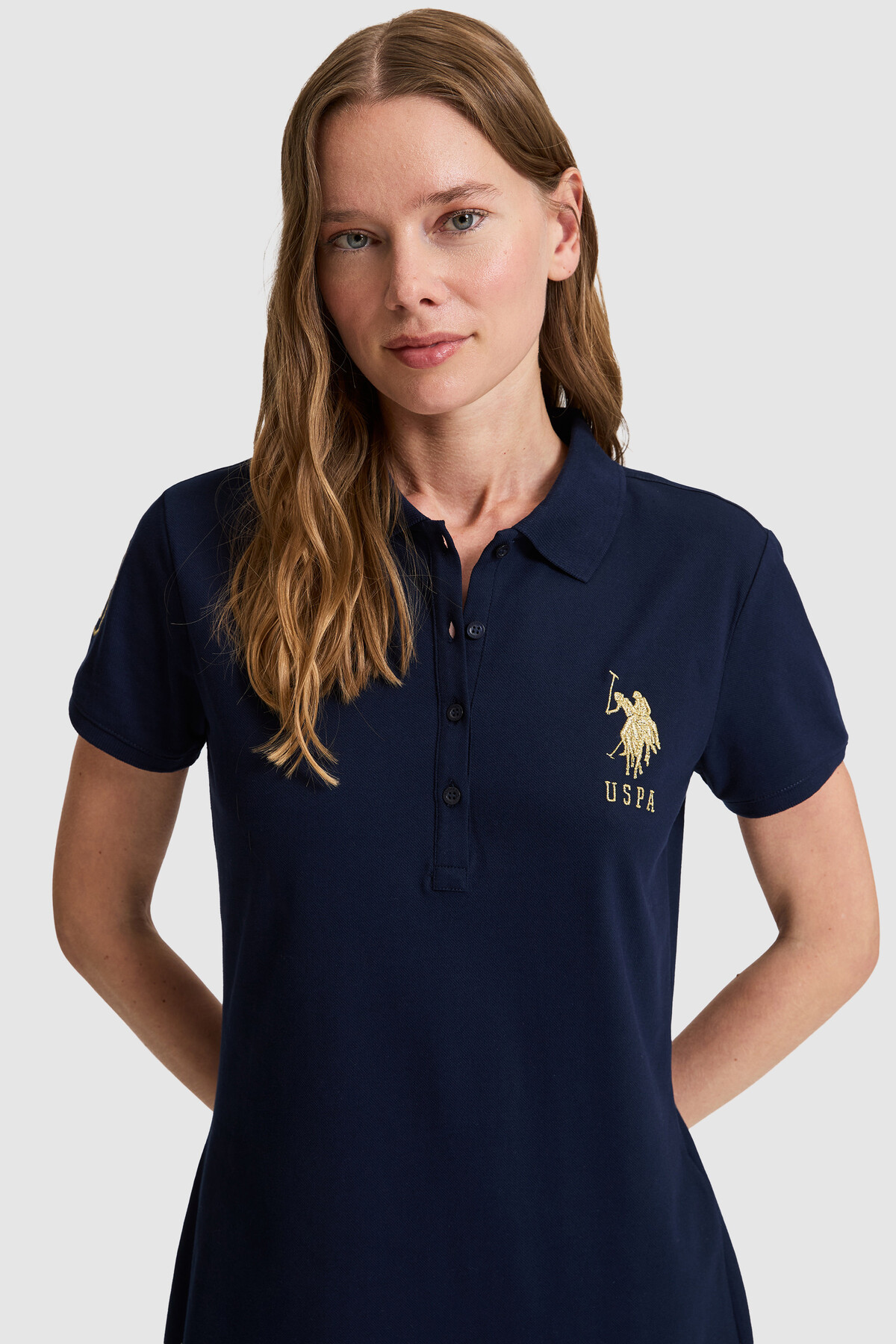U.S. Polo Assn.  Kadın Lacivert Polo Yaka Örme Elbise 50321787-VR033 - Görsel 2