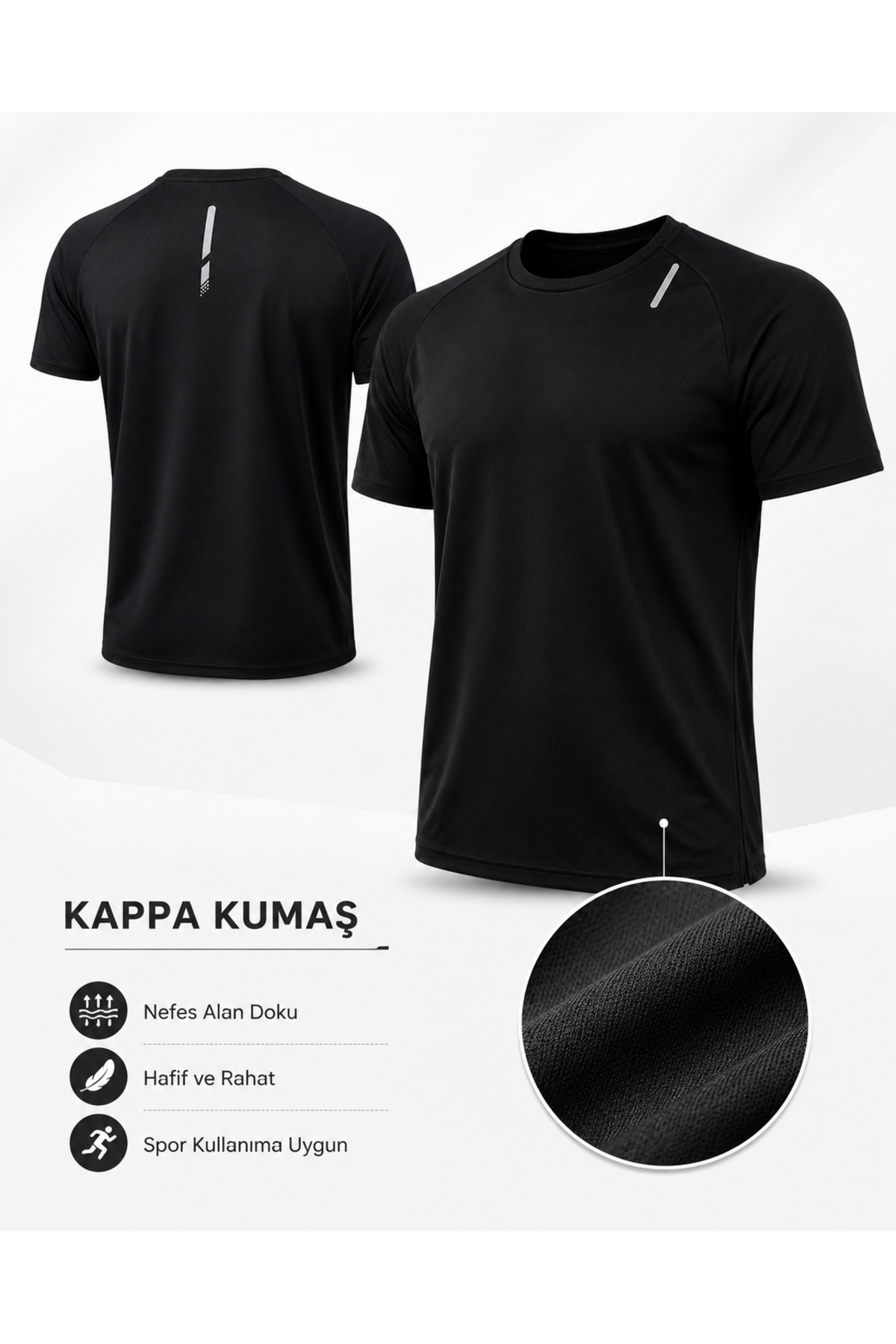 De Carte Hızlı Kuruyan Nefes Alan Reflektör Detaylı Atletik Teknik Spor T-Shirt görsel 4