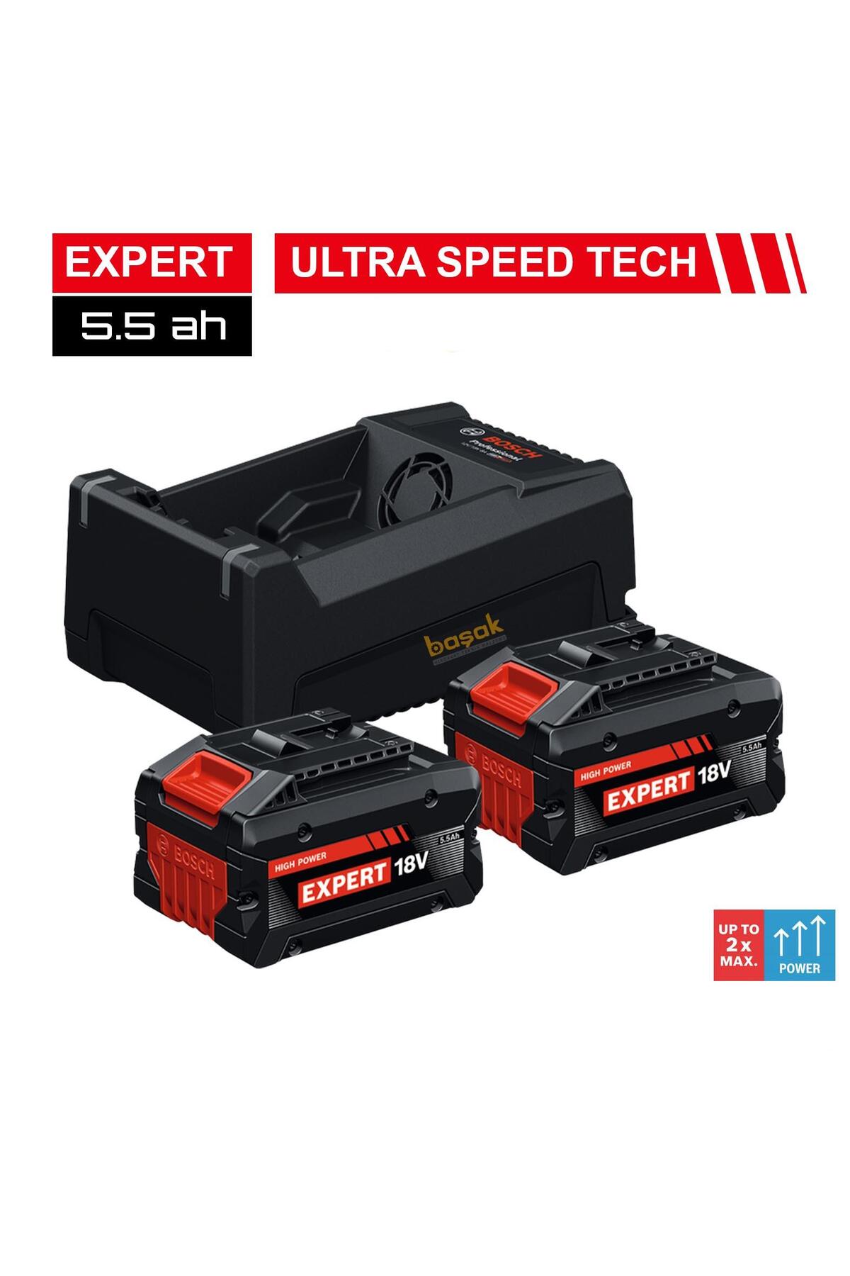 Bosch Expert 2 x EXBA 18V-5.5AH + GAL 12V/18V-80 Akü Ve Şarj Aleti