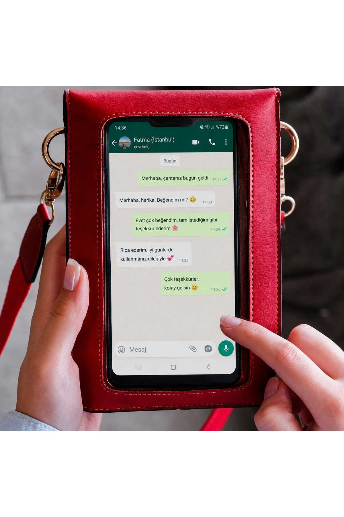 VitaMood Yaşam Dokunmatik Ekran Telefon Çantası Kadın Omuz ,Çapraz, Askılı Kartlıklı Cüzdan Bölmeli Çanta görsel 7