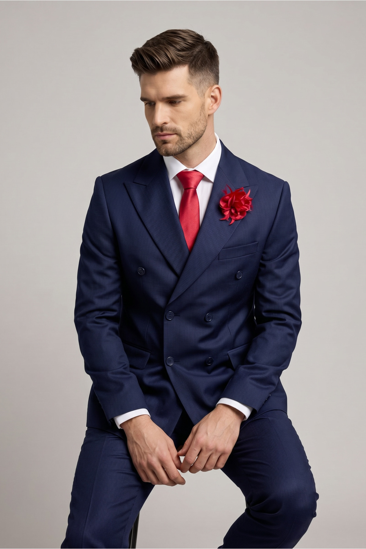 AtlasGiyim Erkek Kruvaze Fitilli Slim Fit Takım Elbise (new collection) görsel 2