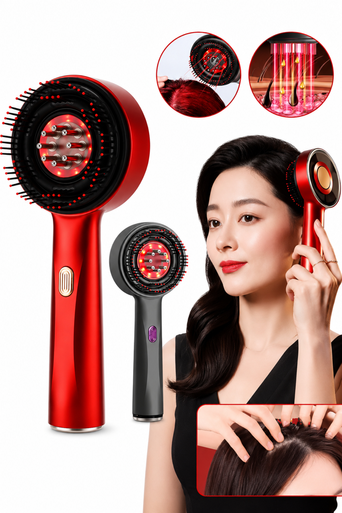 LED Red Light Therapy Hair Brush | Saç Derisi Masaj ve Bakım Tarağı — ME123458194 — تصویر 6 از 6