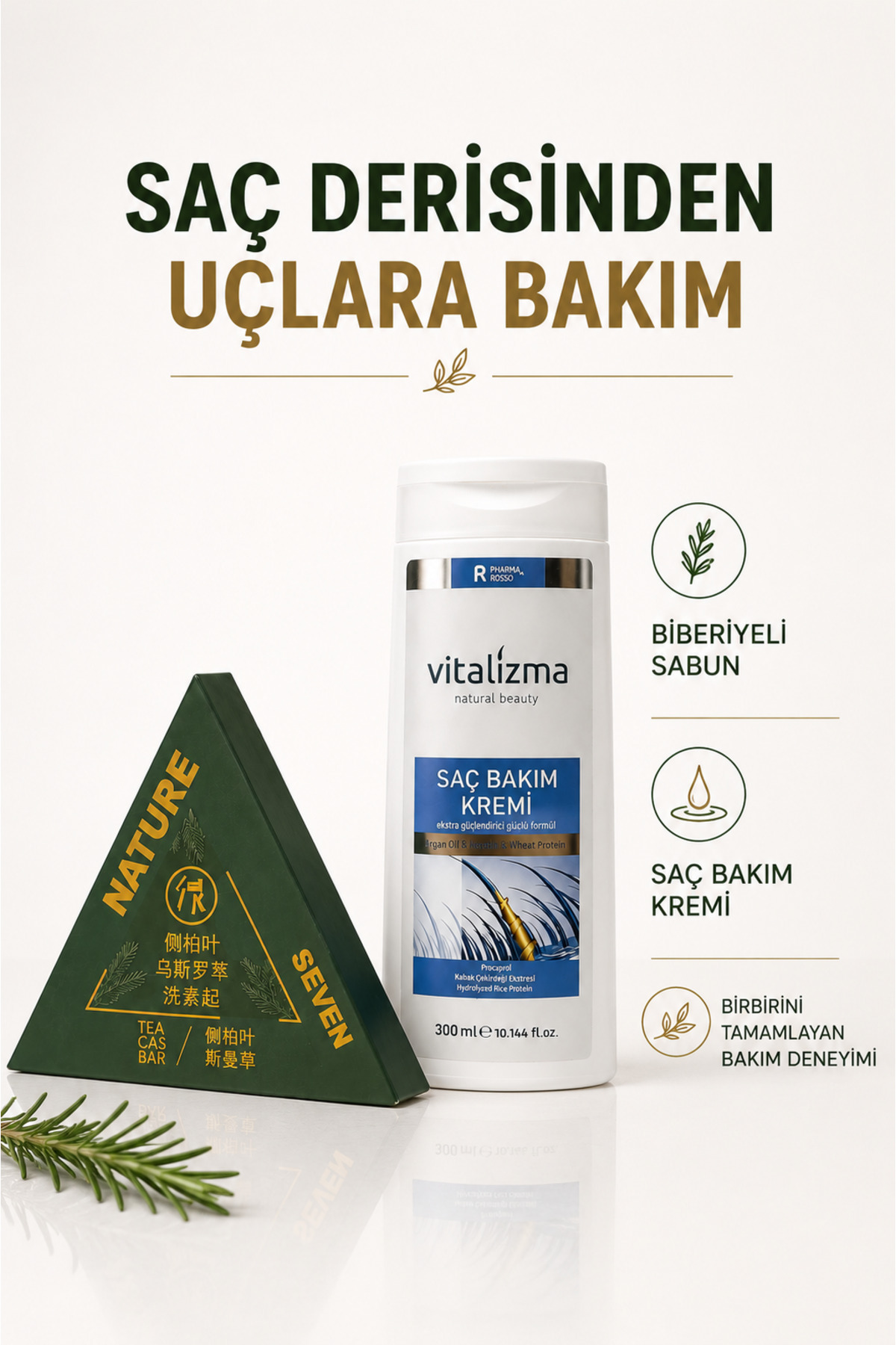 Biberiyeli Saç Bakım Sabunu ve Saç Bakım Kremi İkili Avantajlı Set — SETBAKIM — تصویر 5 از 8