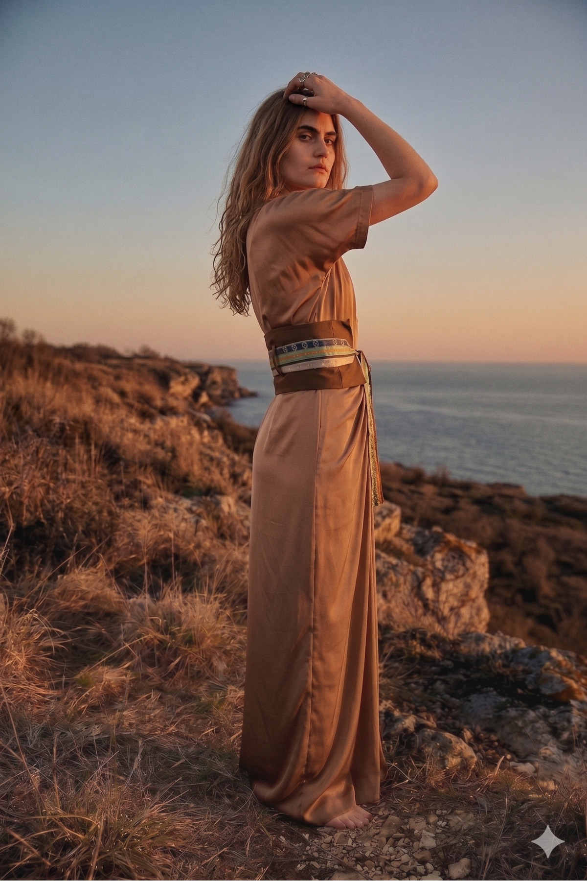 Two-Piece Kutnu Obi Belt — Brown · View 2