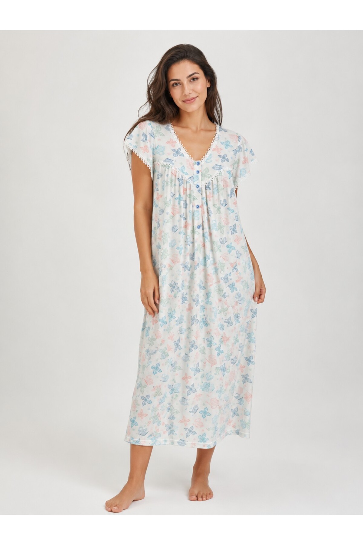 Alize Moda Watermelon Sleeve Patterned Women's Nightgown
