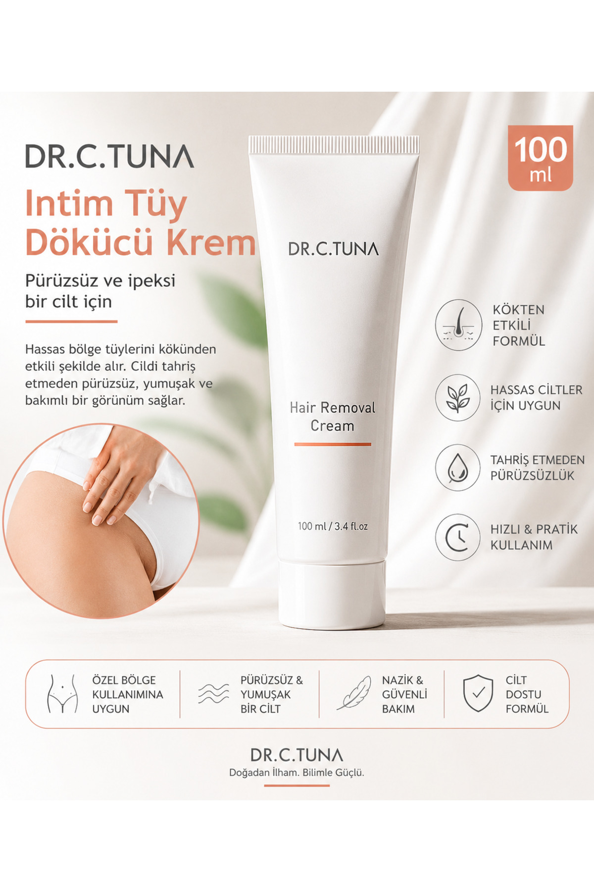 Dr. C. Tuna Tüy Dökücü Krem 100 ml x 3 Avantaj Paketi — HZN-DCT-TDK3-100 — تصویر 2 از 3