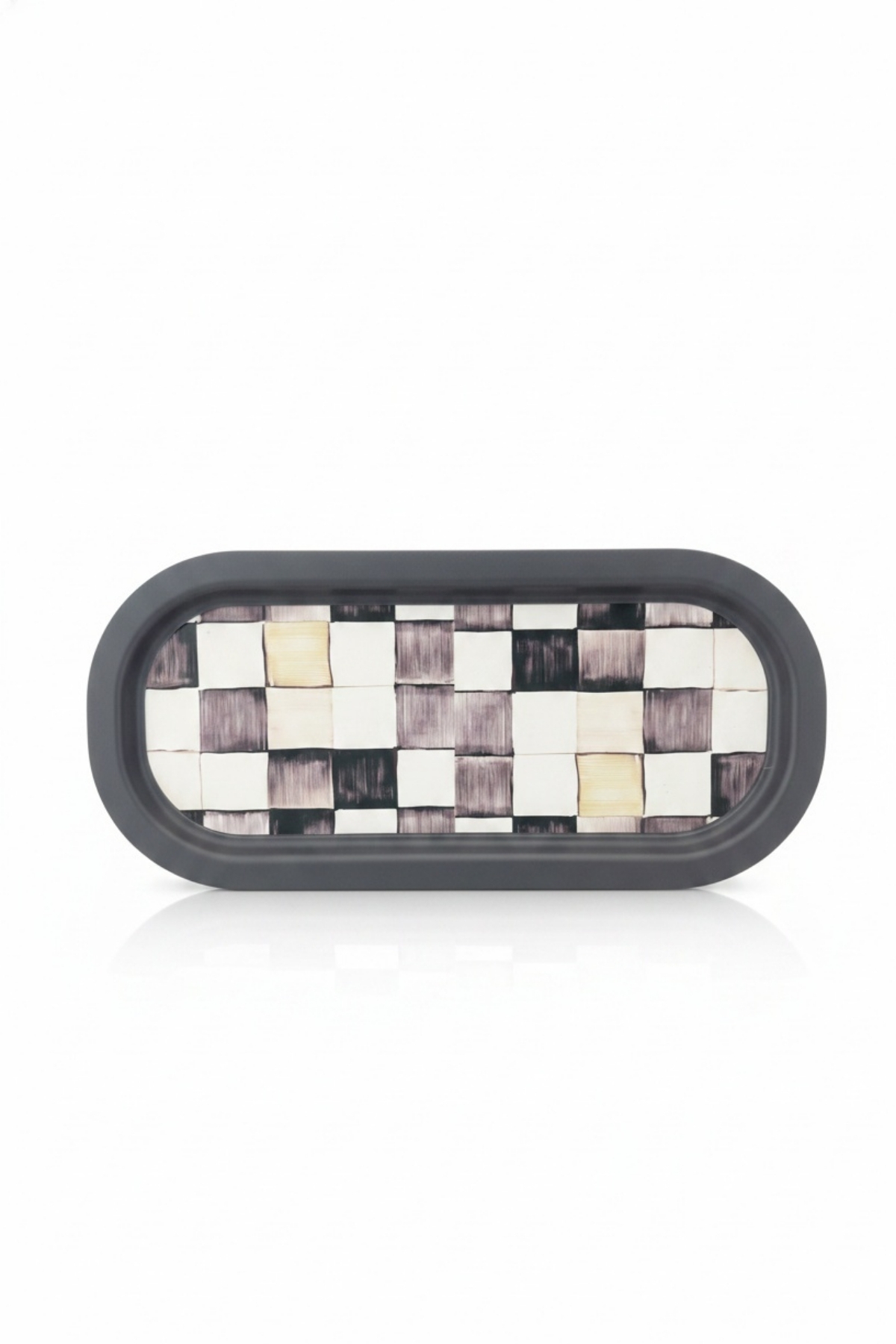 Siyah Dama Desenli Oval Metal Servis Tepsisi - 160x350 mm — Tepsiler — görsel 5 / 5 — Tinbox