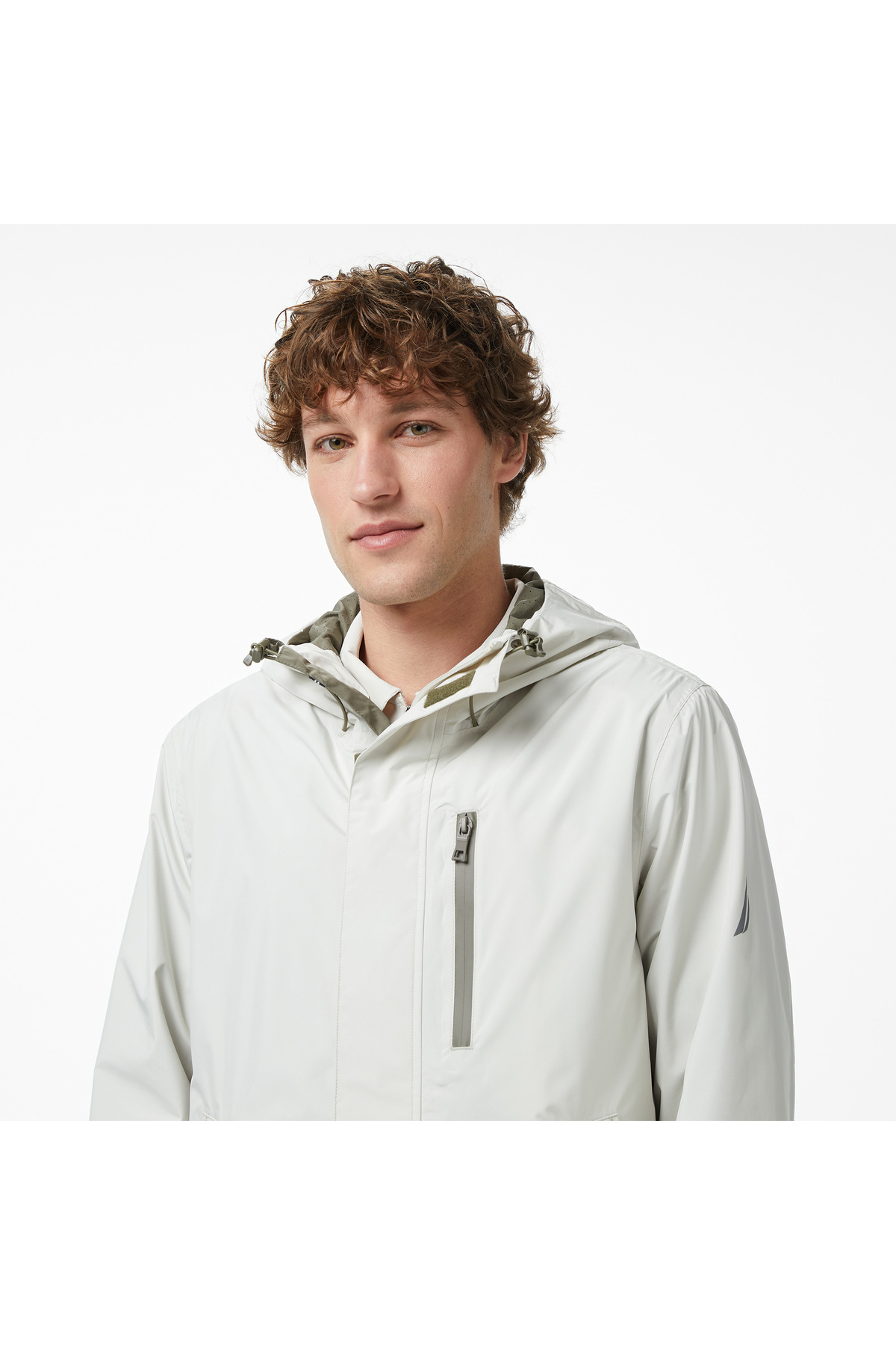 Nautica Regular Fit Kapüşonlu Su Geçirmez Erkek Gri Yağmurluk görsel 4