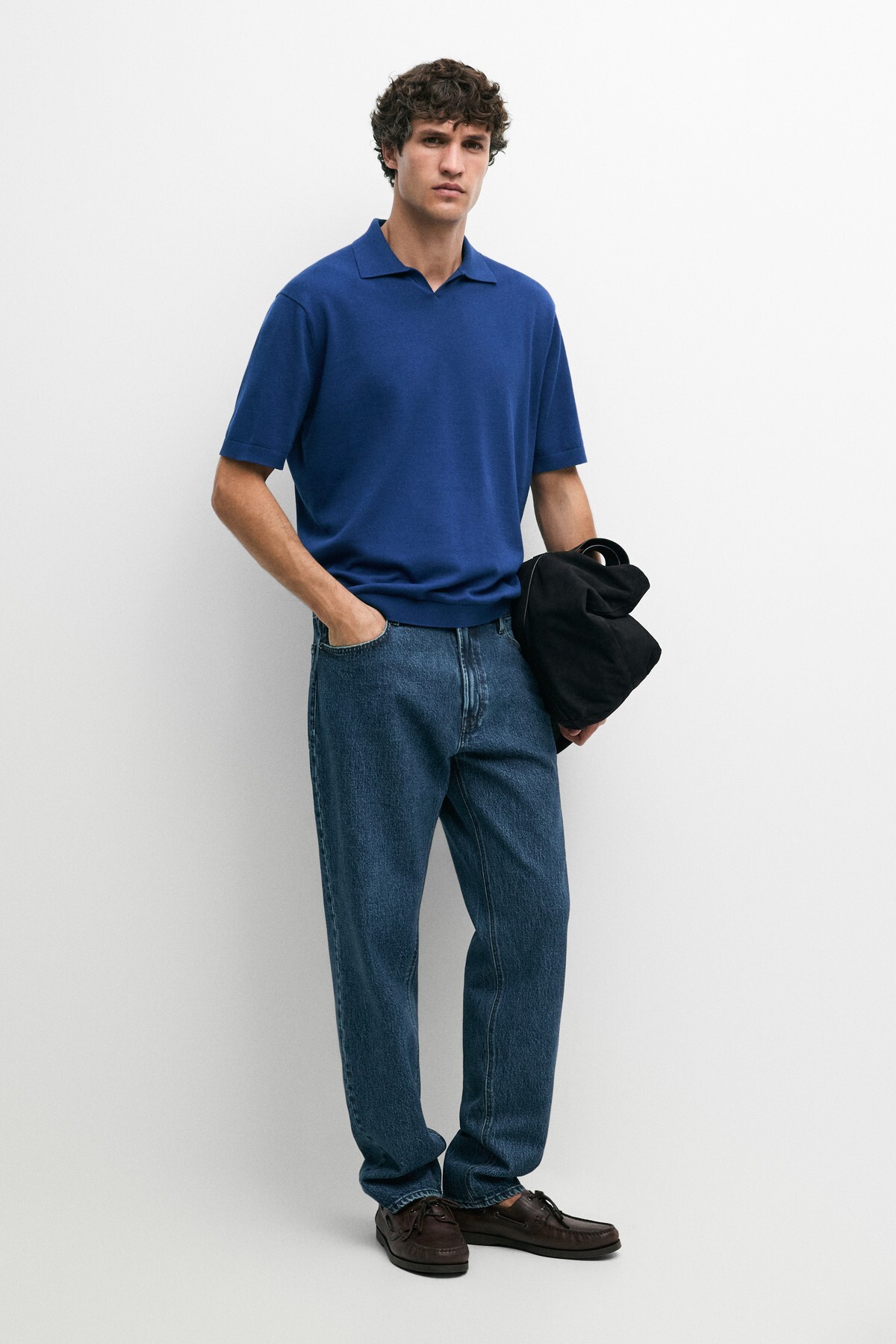 %100 pamuklu V yaka triko polo t-shirt