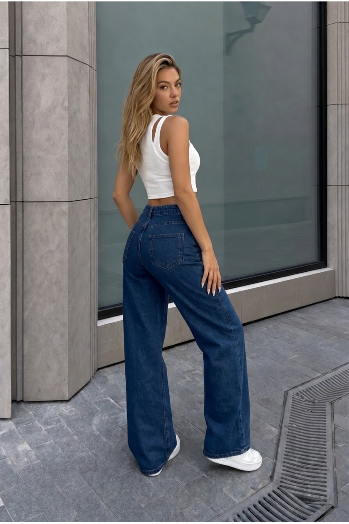 alanora Kadın Wide Leg Salaş Esnek Palazzo Pantolon görsel 7