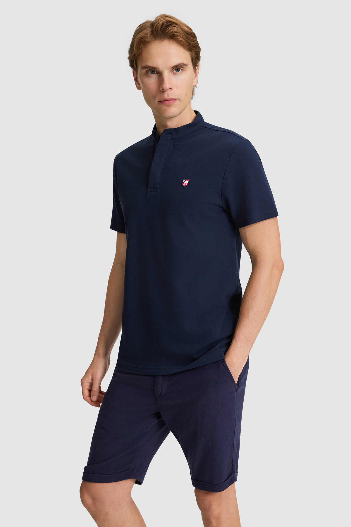 U.S. Polo Assn. Men's Navy Blue Regular Fit Hakim Collar Basic T-Shirt 50326980-Vr033