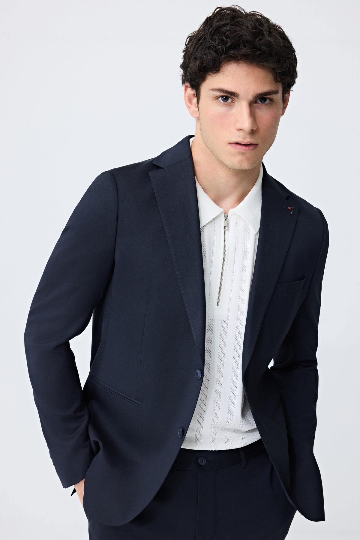 Slim Fit Navy Blue Suit Dobby — سرمه‌ای 6TF05KV02571M — تصویر 2 از 8