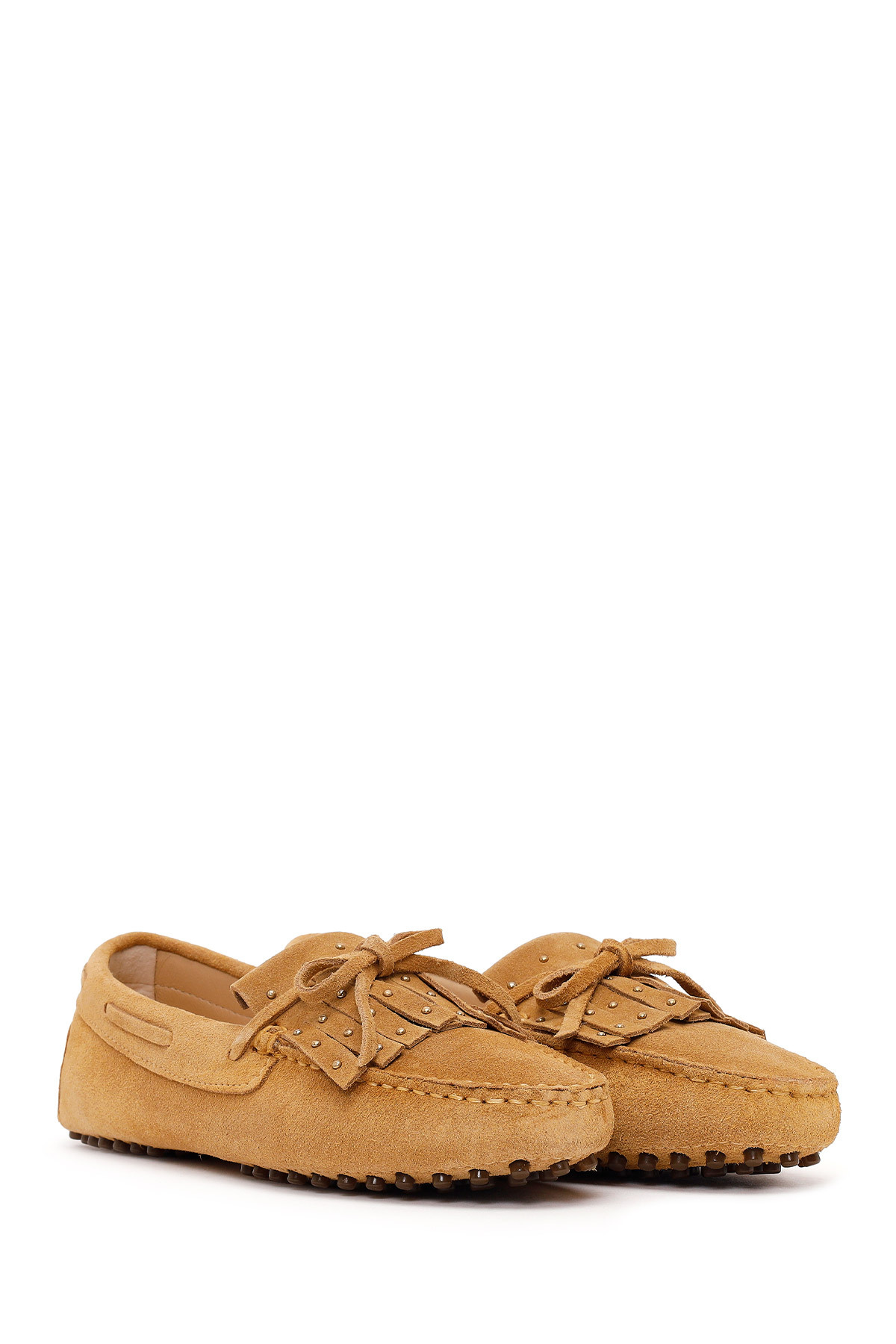 Derimod Kadın Camel Püsküllü Süet Deri Loafer 26PFD291010 görsel 2